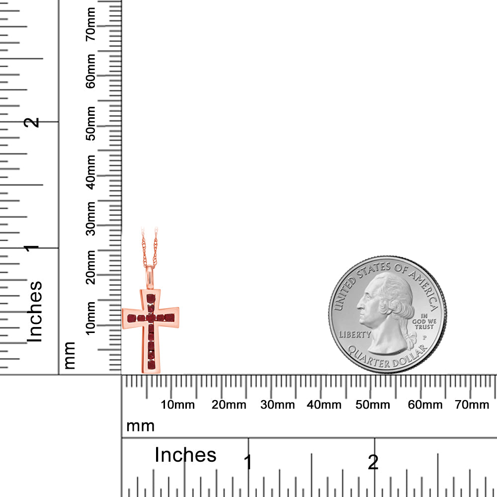 0.5カラット  天然 ルビー クロス ネックレス   10金 ピンクゴールド K10  7月 誕生石