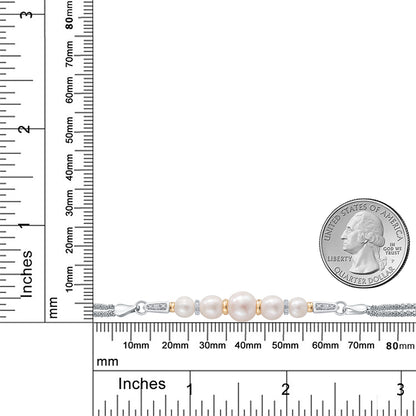 ライトグレー パール 0.1カラット ブレスレット シルバー925 ＆10金 イエローゴールド K10 6月 誕生石