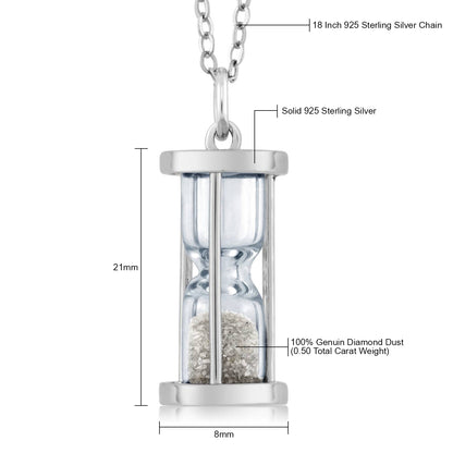 0.50カラット 天然ダイヤモンド シルバー925 砂時計 ネックレス ペンダント 45cm チェーン