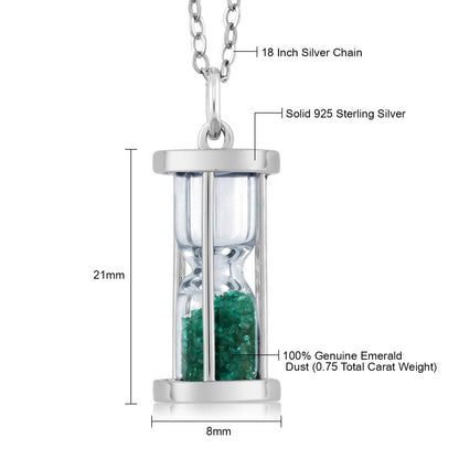 0.75カラット エメラルド シルバー925 砂時計 ネックレス ペンダント 45cm チェーン