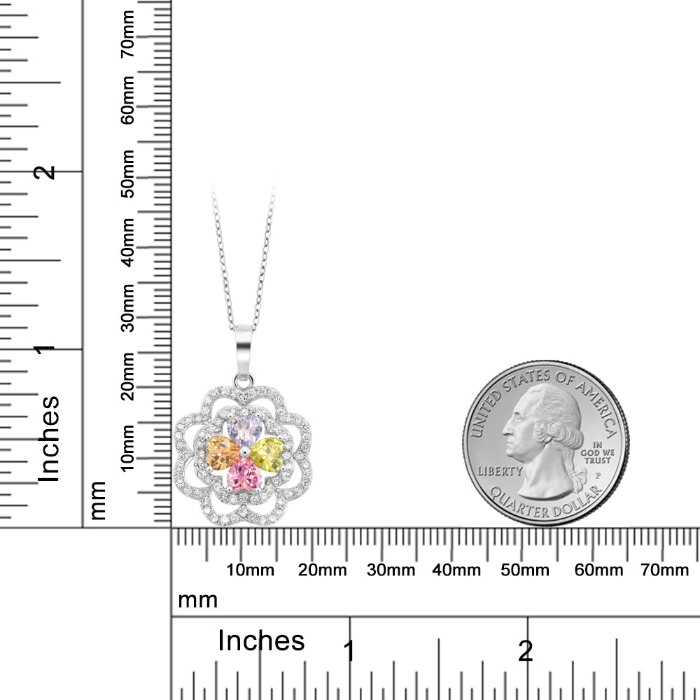 ハートシェイプ マルチカラー CZ シルバー ホワイト CZ ネックレス ペンダント