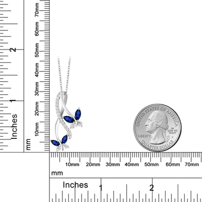 1.21カラット シンセティック サファイア ネックレス シルバー925 9月 誕生石