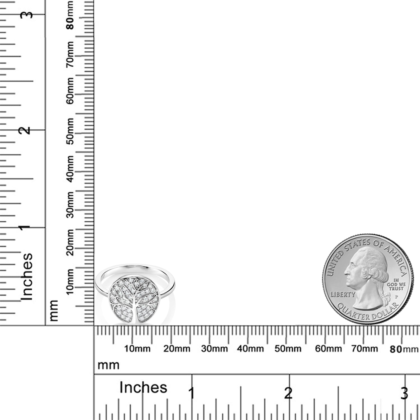 ホワイト ジルコニア Tree of Life シルバー925 指輪 リング