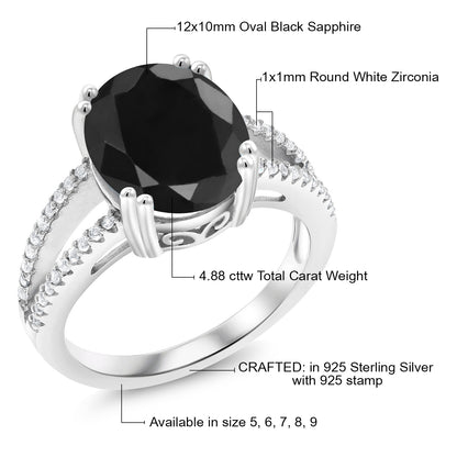4.88カラット  天然 ブラックサファイア リング 指輪   シルバー925  9月 誕生石