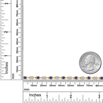 1.62カラット  モアサナイト ブレスレット  シンセティック サファイア シルバー イエローゴールドコーティング