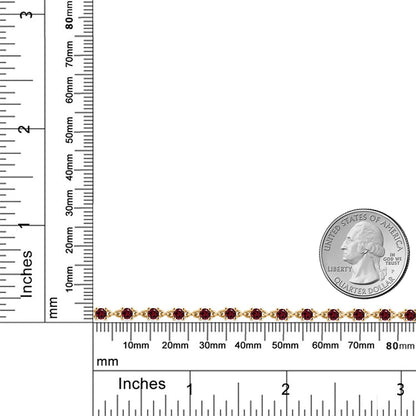 1.62カラット 天然 ガーネット ブレスレット シルバー イエローゴールドコーティング 1月 誕生石