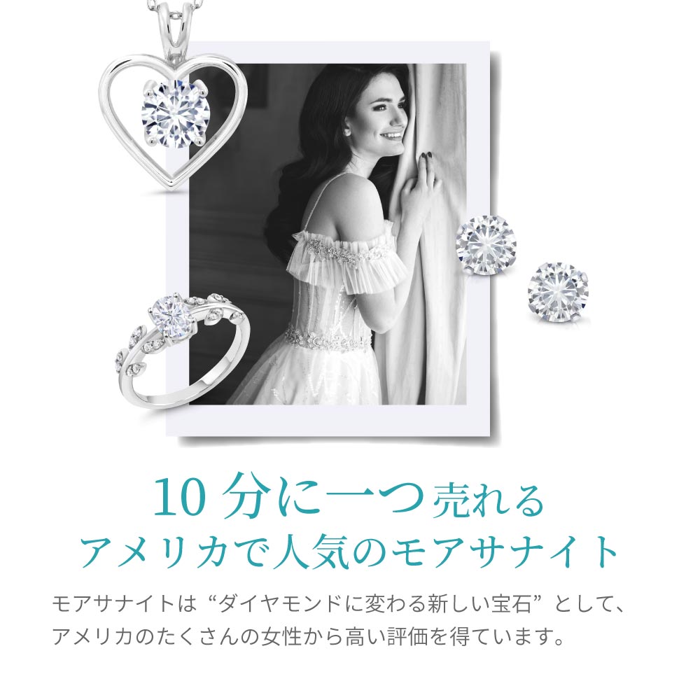 1カラット モアサナイト ピアス Charles & Colvard 10金 ホワイトゴールド K10