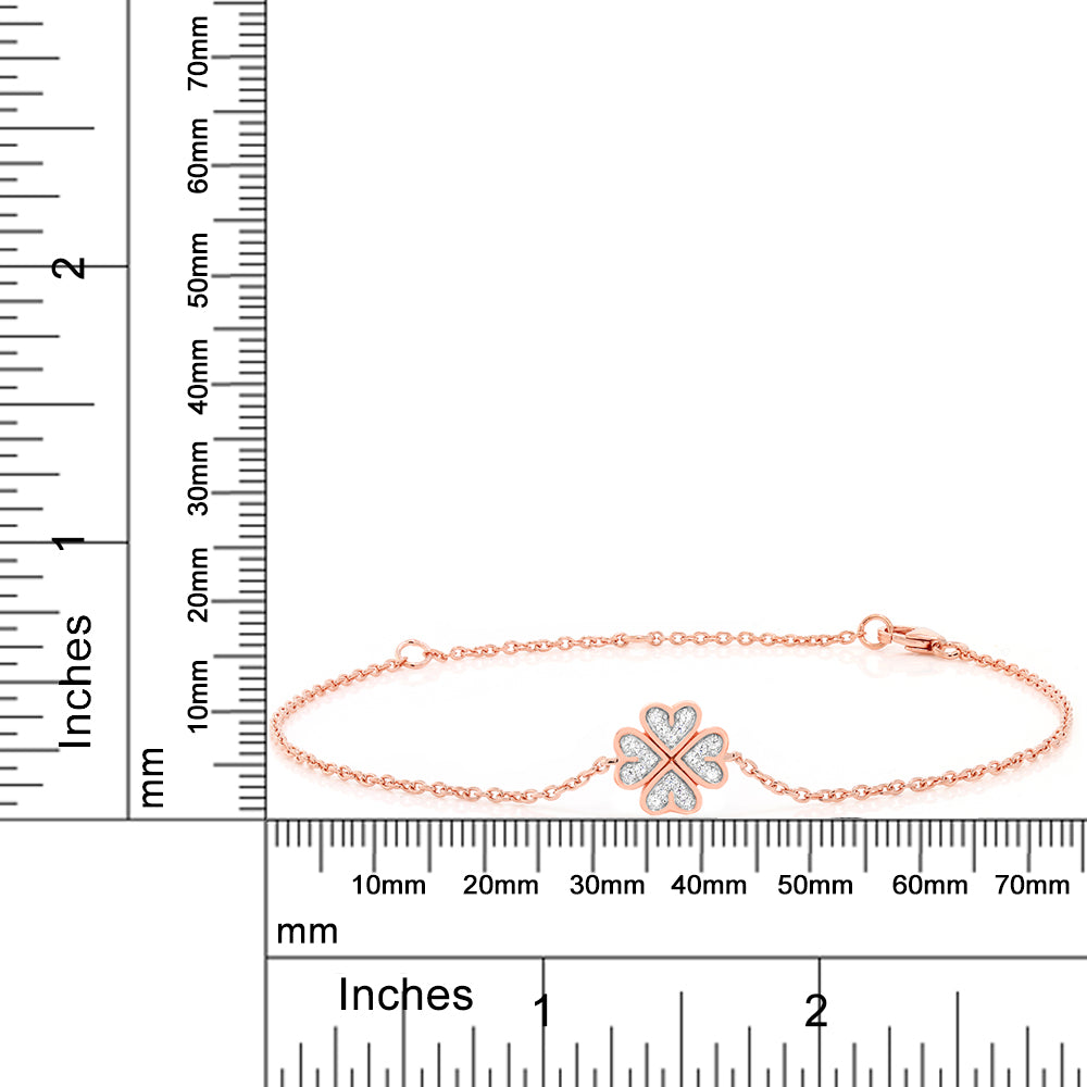 ゴールド CZ クローバー シルバー925 ブレスレット