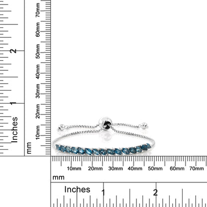 1.5カラット ロンドン ブルー トパーズ シルバー925 ブレスレット 長さ調整可能