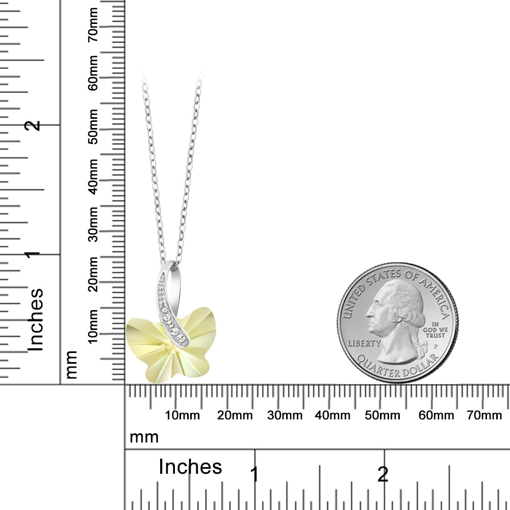 イエロー クリスタル バタフライ ネックレス ペンダント