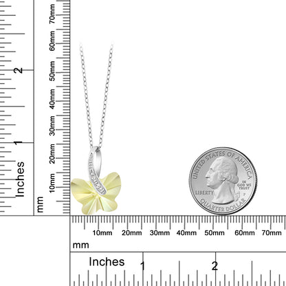 イエロー クリスタル バタフライ ネックレス ペンダント
