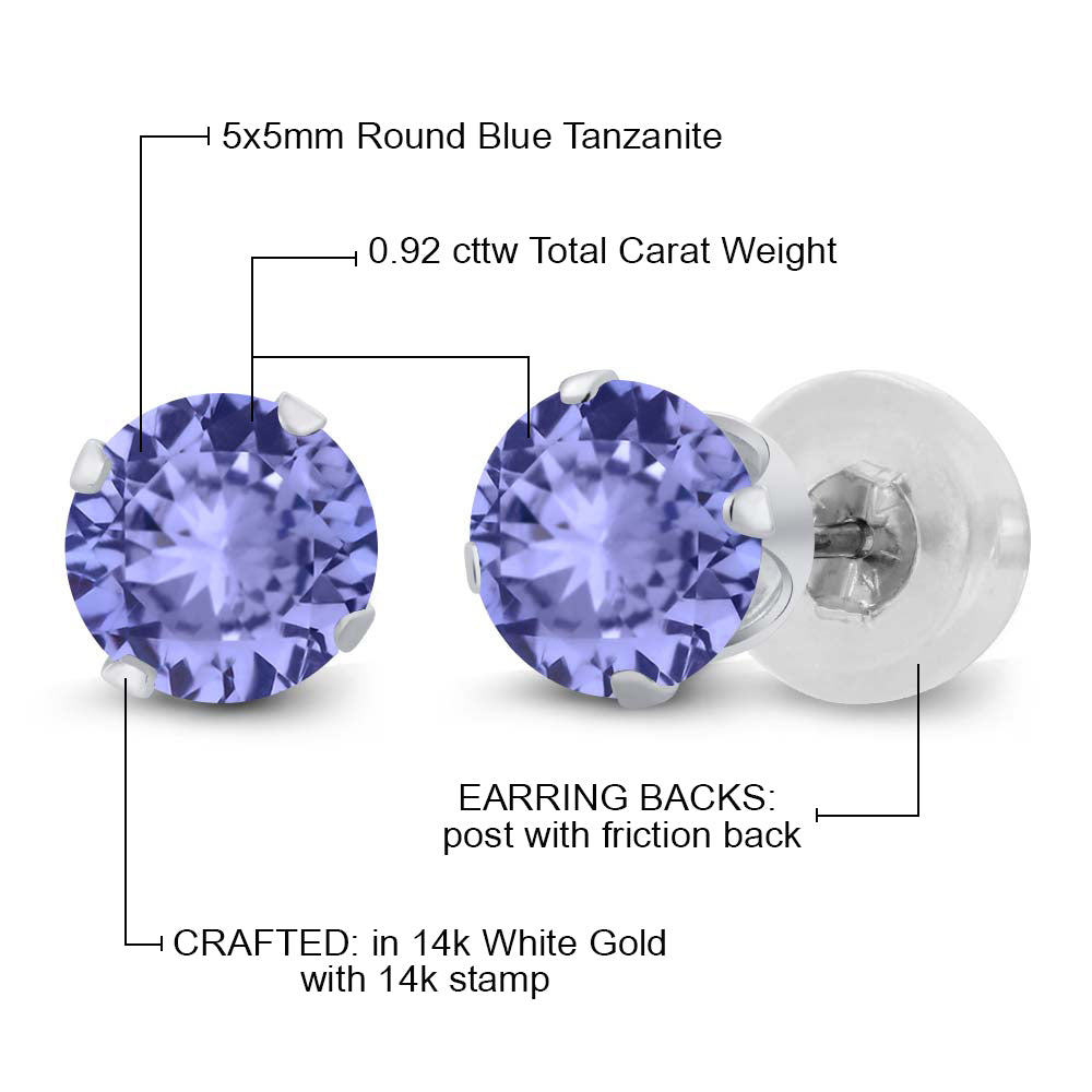 0.92カラット 天然石 タンザナイト ピアス 14金 ホワイトゴールド K14 12月 誕生石