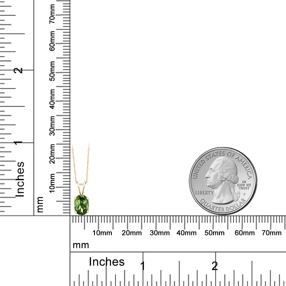 0.85カラット 天然 グリーントルマリン ネックレス 14金 イエローゴールド K14 10月 誕生石