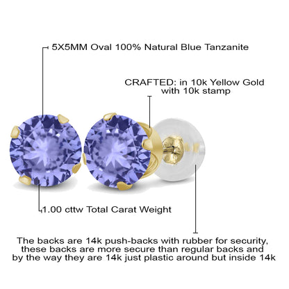 1カラット  天然石 タンザナイト ピアス   10金 イエローゴールド K10  12月 誕生石