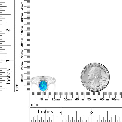 1.11カラット  シミュレイテッド ブルーオパール 指輪 リング  天然 ダイヤモンド 10金 ホワイトゴールド K10 10月 誕生石
