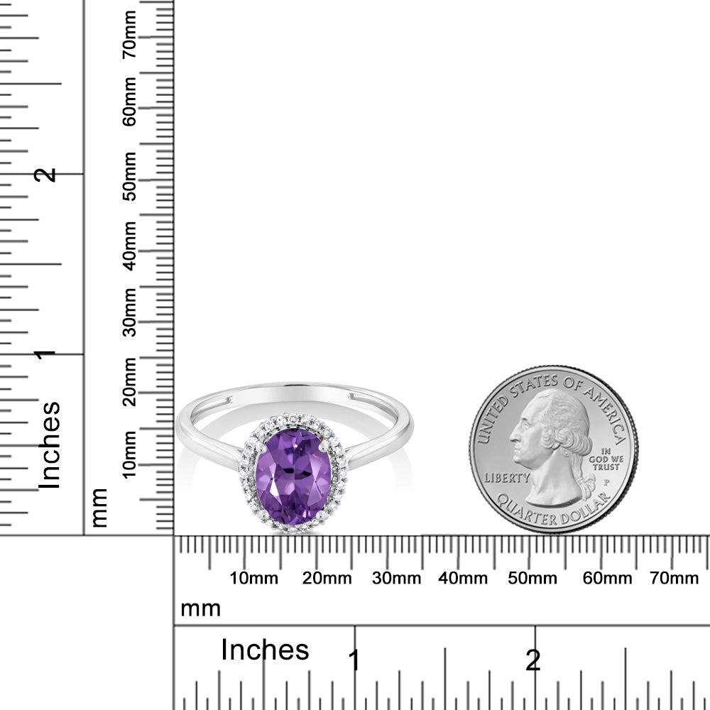 1カラット  天然 アメジスト 指輪 リング  天然 ダイヤモンド 10金 ホワイトゴールド K10 2月 誕生石