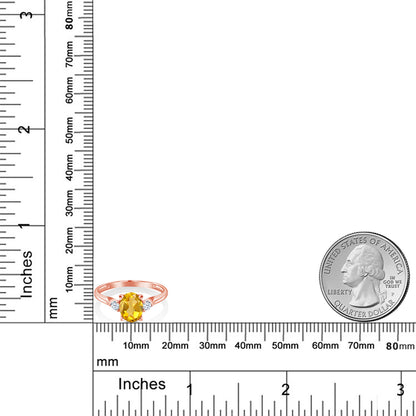 1.4カラット  天然 シトリン 指輪 リング  シンセティック ホワイトサファイア 10金 ピンクゴールド K10 11月 誕生石