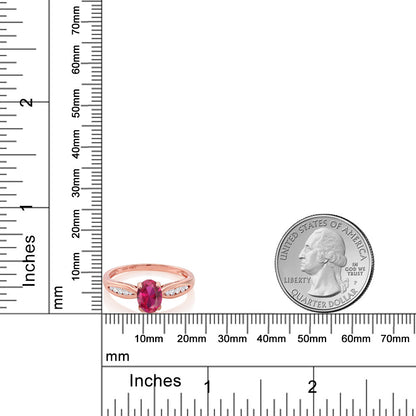 0.97カラット  シンセティック ルビー 指輪 リング  天然 ダイヤモンド 10金 ピンクゴールド K10 7月 誕生石