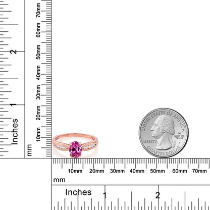 0.97カラット  シンセティック ピンクサファイア 指輪 リング  天然 ダイヤモンド 10金 ピンクゴールド K10 9月 誕生石