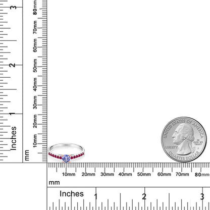 0.48カラット  天然石 タンザナイト 指輪 リング  シンセティック ルビー シルバー925 ＆10金 ピンクゴールド K10 12月 誕生石