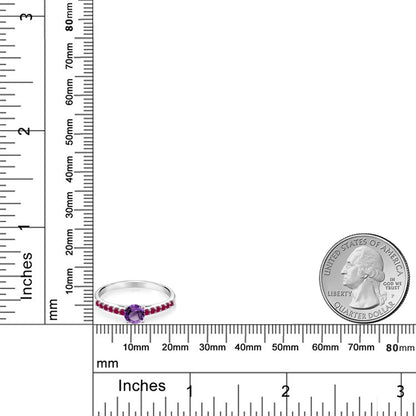 0.66カラット  天然 アメジスト 指輪 リング  シンセティック ルビー 10金 ホワイトゴールド K10 2月 誕生石