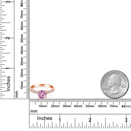 2.06カラット  シンセティック ピンクサファイア 指輪 リング  シンセティック ホワイトサファイア 10金 ピンクゴールド K10 9月 誕生石