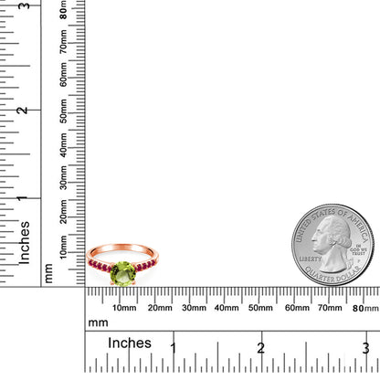 1.95カラット  天然石 ペリドット 指輪 リング  シンセティック ルビー 10金 ピンクゴールド K10 8月 誕生石