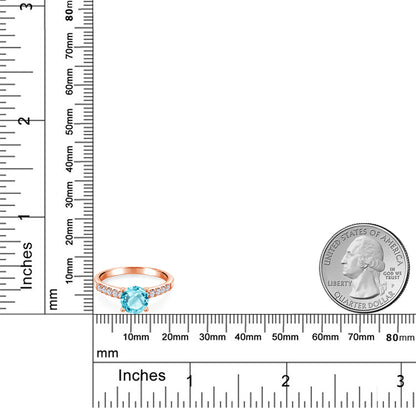 2.05カラット  天然 スイスブルートパーズ 指輪 リング  シンセティック ホワイトサファイア 10金 ピンクゴールド K10 11月 誕生石