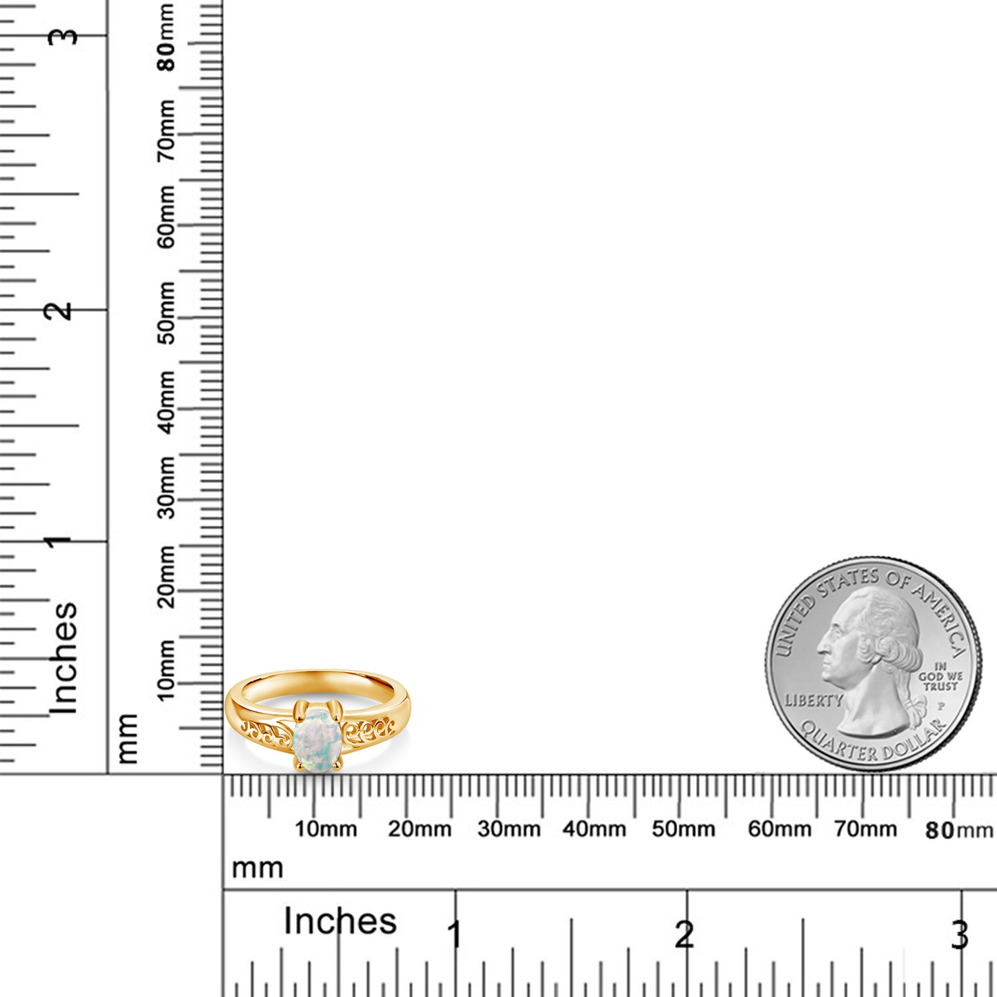 1カラット  シミュレイテッド ホワイトオパール 指輪 リング   シルバー925 イエローゴールド 加工 10月 誕生石