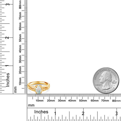 1カラット  シミュレイテッド ホワイトオパール 指輪 リング   シルバー925 イエローゴールド 加工 10月 誕生石