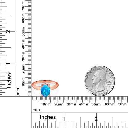 0.56カラット  シミュレイテッド ブルーオパール 指輪 リング   シルバー925 ピンクゴールド 加工 10月 誕生石