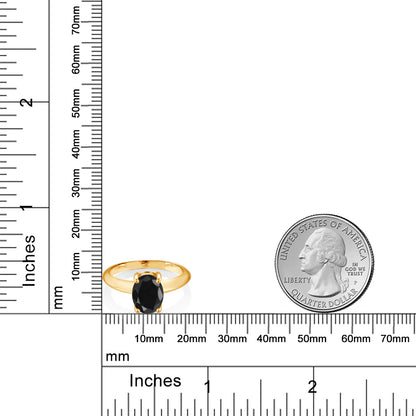 2.5カラット  天然 ブラックサファイア 指輪 リング   シルバー925 イエローゴールド 加工 9月 誕生石