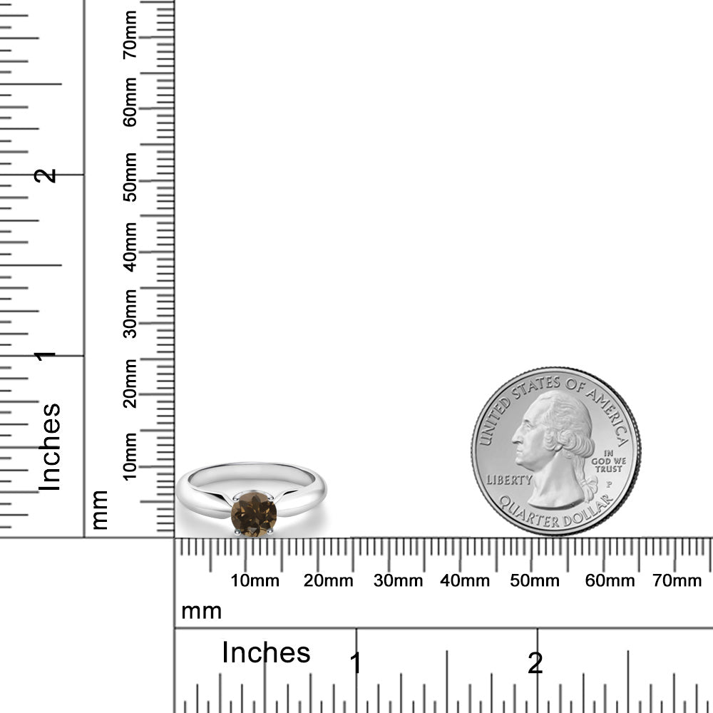 0.8カラット  天然 スモーキークォーツ 指輪 リング   シルバー925