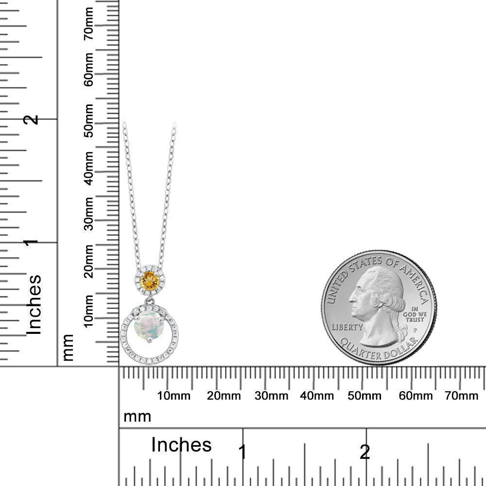 1.16カラット  シミュレイテッド ホワイトオパール ネックレス 天然 シトリン シルバー925