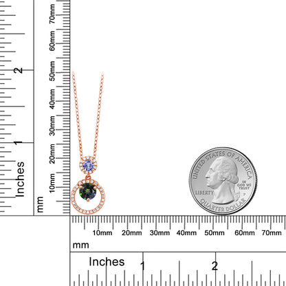 1.9カラット  天然石 ミスティックトパーズ  ネックレス 天然石 タンザナイト シルバー925 ピンクゴールドコーティング