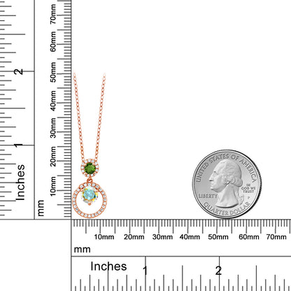 1.85カラット  天然石 ミスティックトパーズ  ネックレス 天然 グリーントルマリン シルバー925 ピンクゴールドコーティング