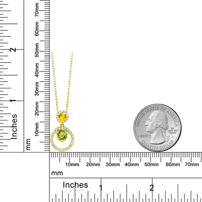 1.96カラット  天然石 ペリドット ネックレス 天然 イエローサファイア シルバー925 イエローゴールドコーティング