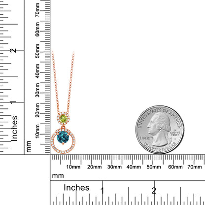 2カラット  天然 ロンドンブルートパーズ ネックレス 天然石 ペリドット シルバー925 ピンクゴールドコーティング