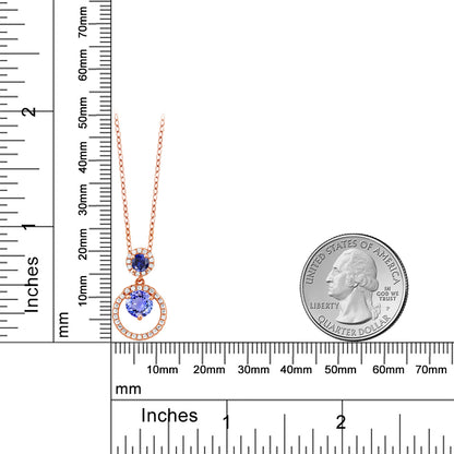1.75カラット  天然石 タンザナイト ネックレス 合成サファイア シルバー925 ピンクゴールドコーティング
