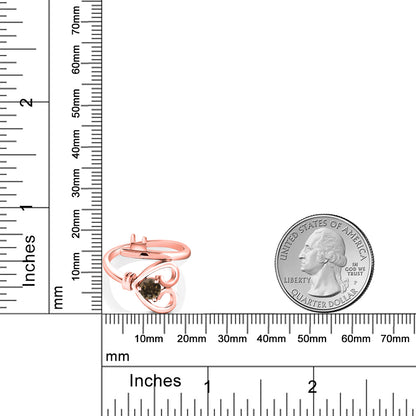 0.5カラット  天然 スモーキークォーツ 指輪 リング   シルバー925 ピンクゴールド 加工
