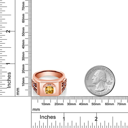 3.04カラット  天然 シトリン 指輪 リング  シンセティック サファイア シルバー925 ピンクゴールド 加工 11月 誕生石