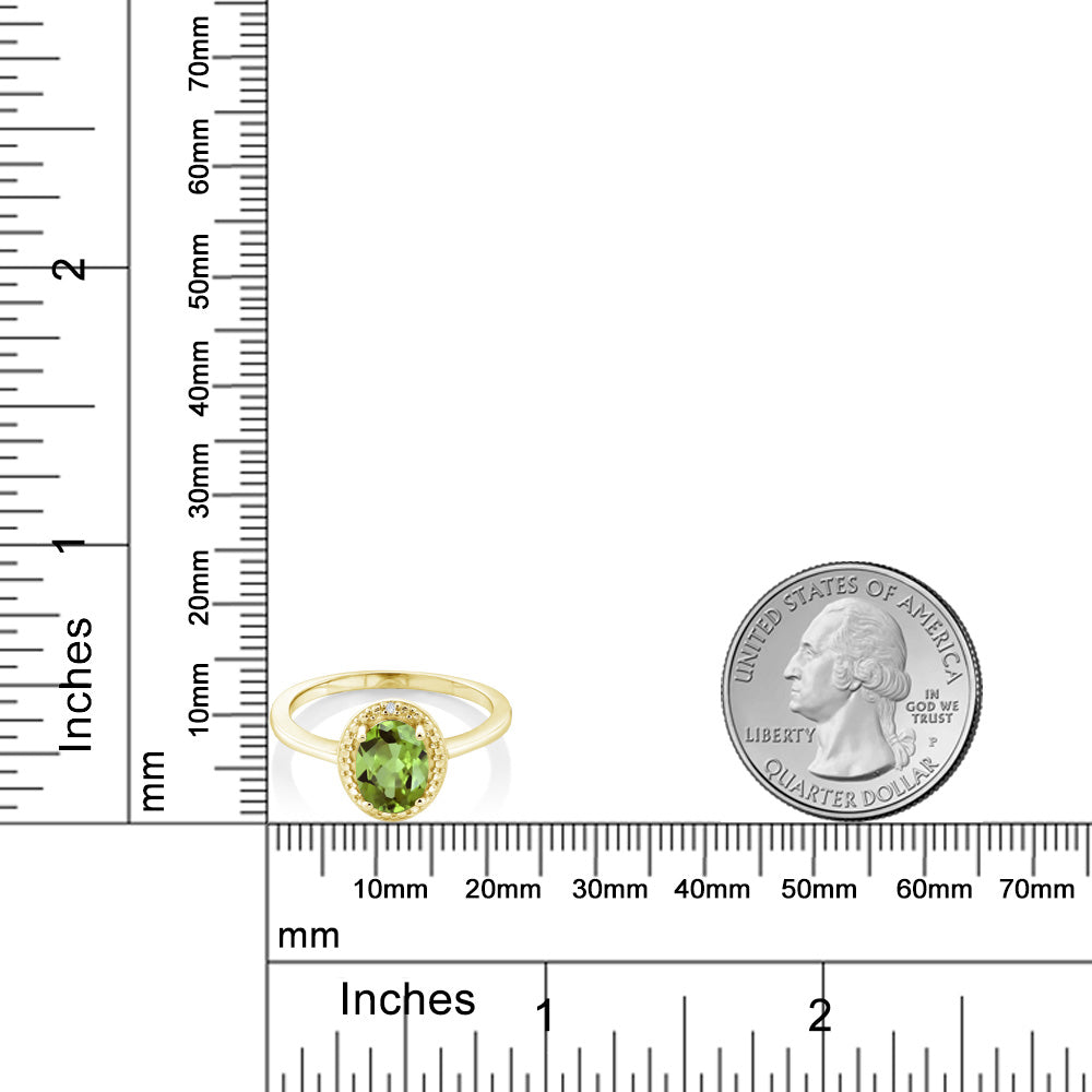 1.34カラット  天然石 ペリドット 指輪 リング  天然 ダイヤモンド シルバー925 イエローゴールド 加工 8月 誕生石