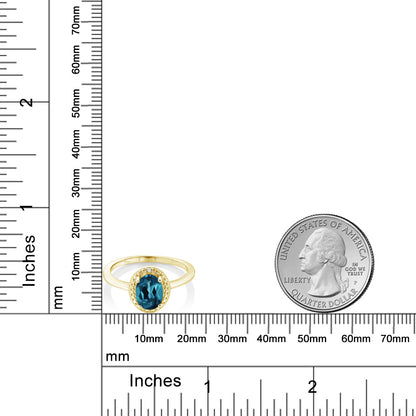 1.31カラット  天然 ロンドンブルートパーズ 指輪 リング  天然 ダイヤモンド シルバー925 イエローゴールド 加工 11月 誕生石