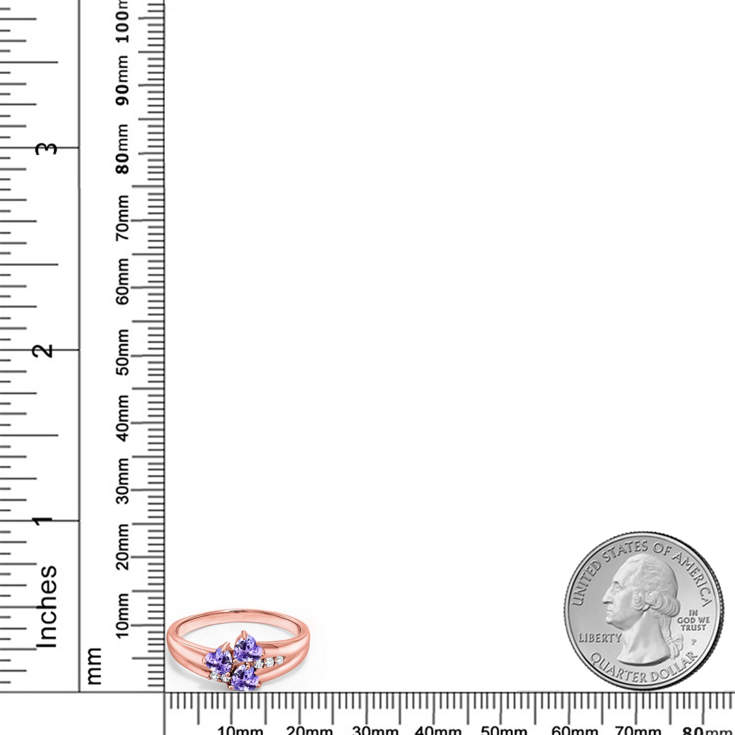 0.77カラット  天然石 タンザナイト 指輪 リング  シンセティック ホワイトサファイア シルバー925 ピンクゴールド 加工 12月 誕生石