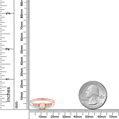 0.45カラット  天然 エチオピアンオパール 指輪 リング  ラボグロウンダイヤモンド シルバー925 ピンクゴールド 加工 10月 誕生石