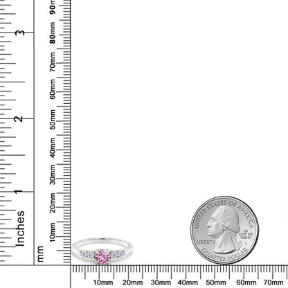 0.7カラット  シンセティック ピンクサファイア 指輪 リング  ラボグロウンダイヤモンド シルバー925 9月 誕生石