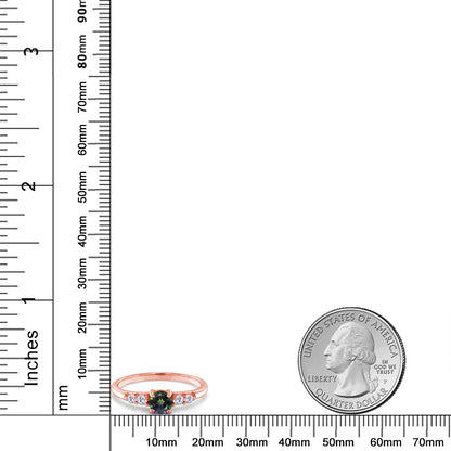 0.7カラット  天然石 ミスティックトパーズ  指輪 リング  ラボグロウンダイヤモンド シルバー925 ピンクゴールド 加工 11月 誕生石