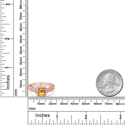 1.51カラット  天然 シトリン 指輪 リング  シンセティック ホワイトサファイア シルバー925 ピンクゴールド 加工 11月 誕生石