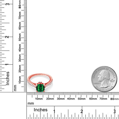 0.95カラット  ナノエメラルド 指輪 リング  シンセティック ホワイトサファイア シルバー925 ピンクゴールド 加工 5月 誕生石