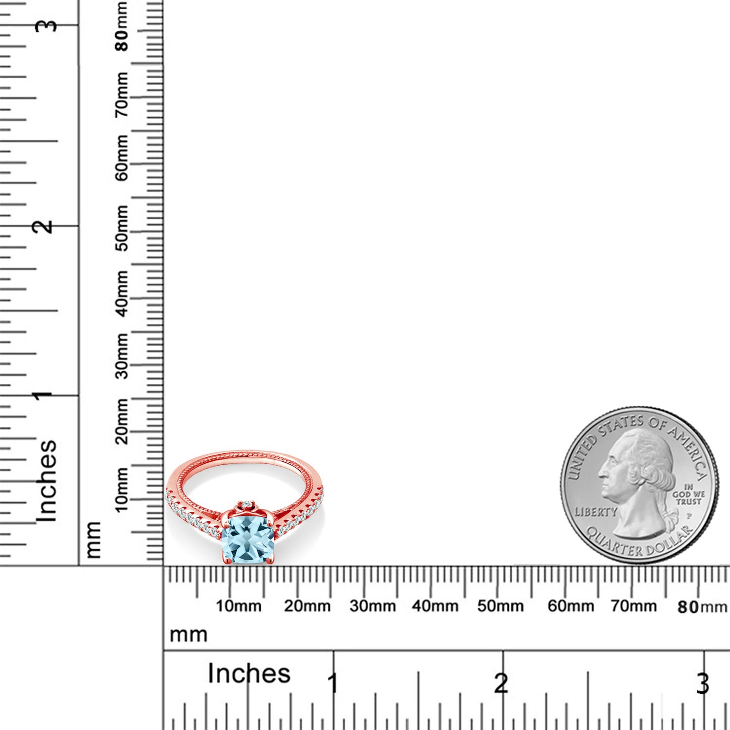 2.3カラット  天然 スカイブルートパーズ 指輪 リング  シンセティック ホワイトサファイア シルバー925 ピンクゴールド 加工 11月 誕生石